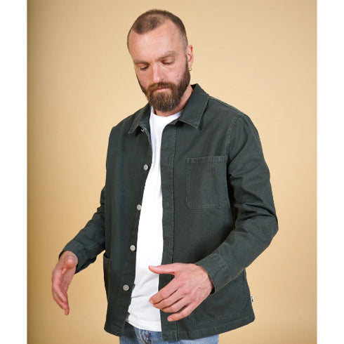 Kilian Men'S Herringbone Overshirt - Bottle Green